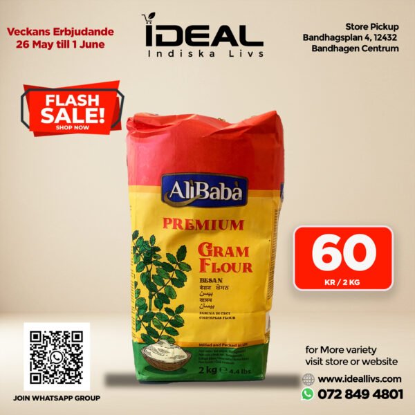 Alibaba Premium Gram Flour (Besan/Chickpea Flour) 2kg