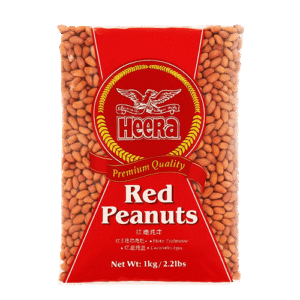 Heera Raw Red Peanuts 1kg - For Roasting, Cooking & Snacks in clear pouch.