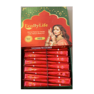 EcoByLife Red Henna Cone (Mehndi for Body Art) 35g - Quick Vibrant Stain