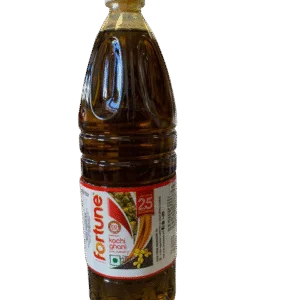 Fortune Kachi Ghani Pure Mustard Oil 1 Litre bottle.