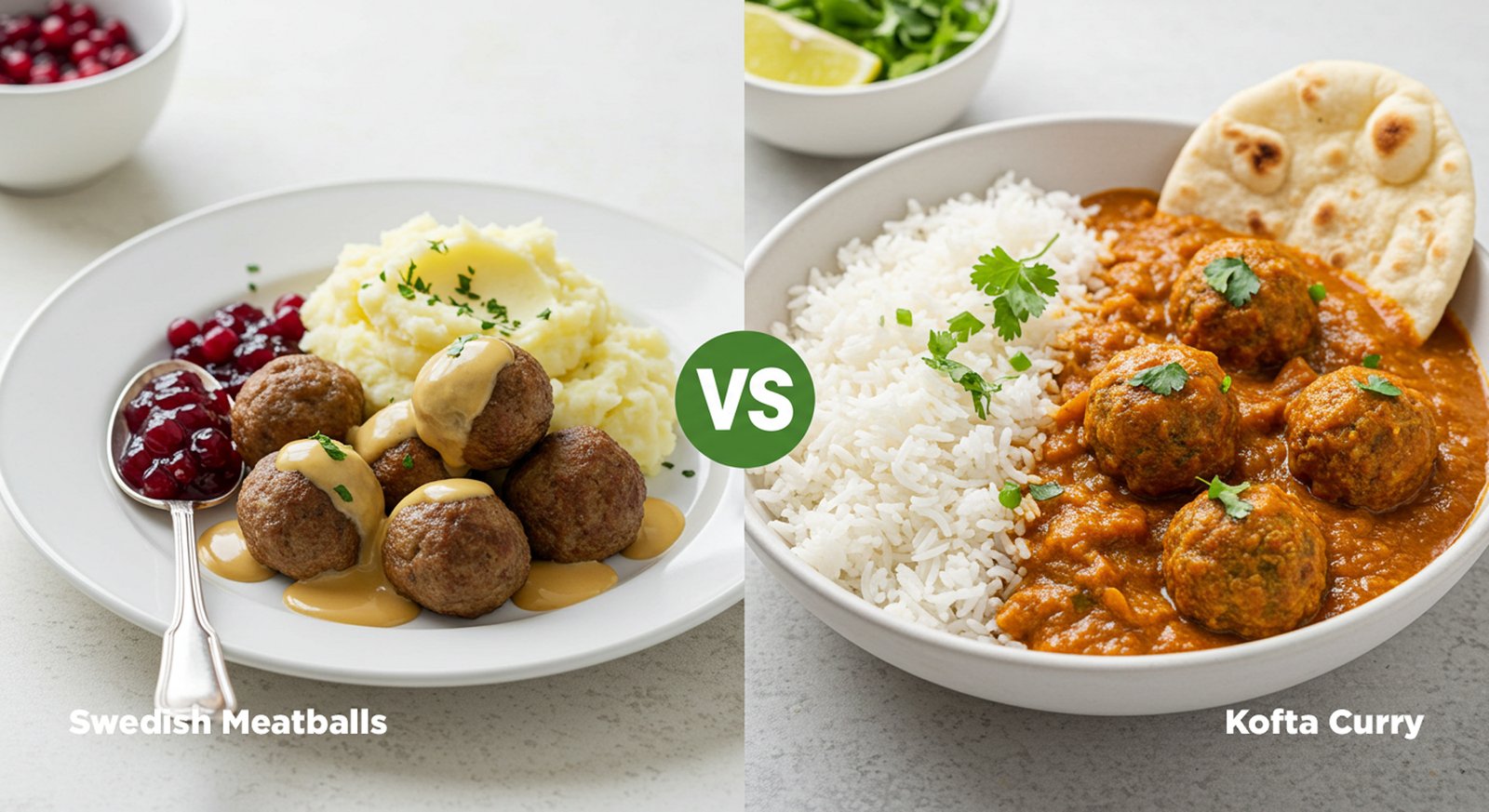 Swedish Meatballs vs. Kofta Curry: A Delicious Comparison in plates.